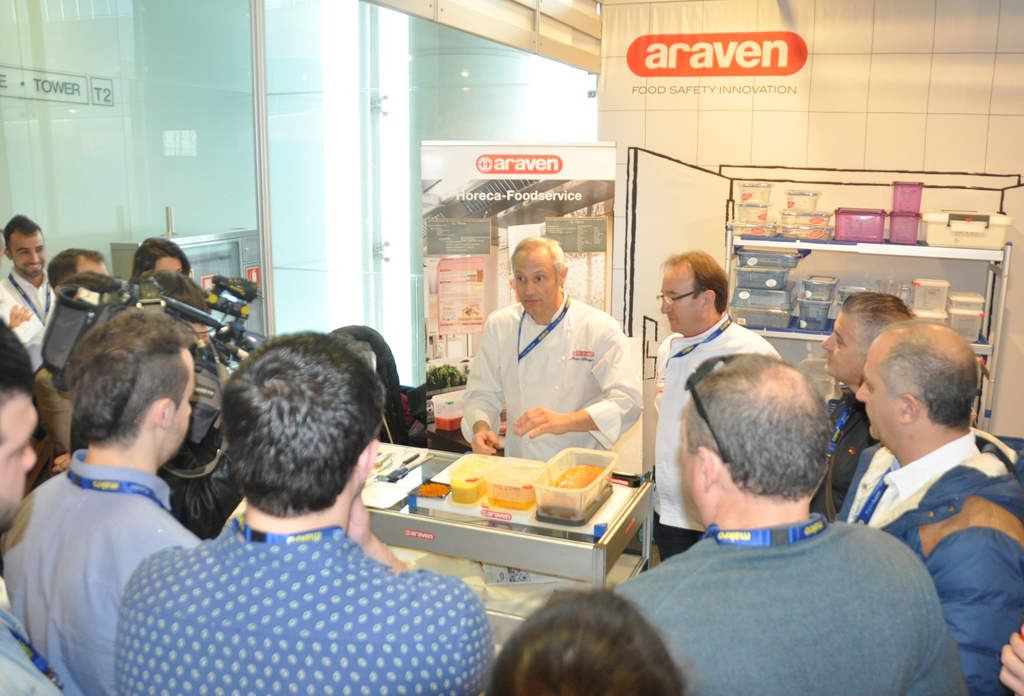 Demostración del chef Jesús Almagro en el stand de Araven durante la pasada edición de Madrid Fusión