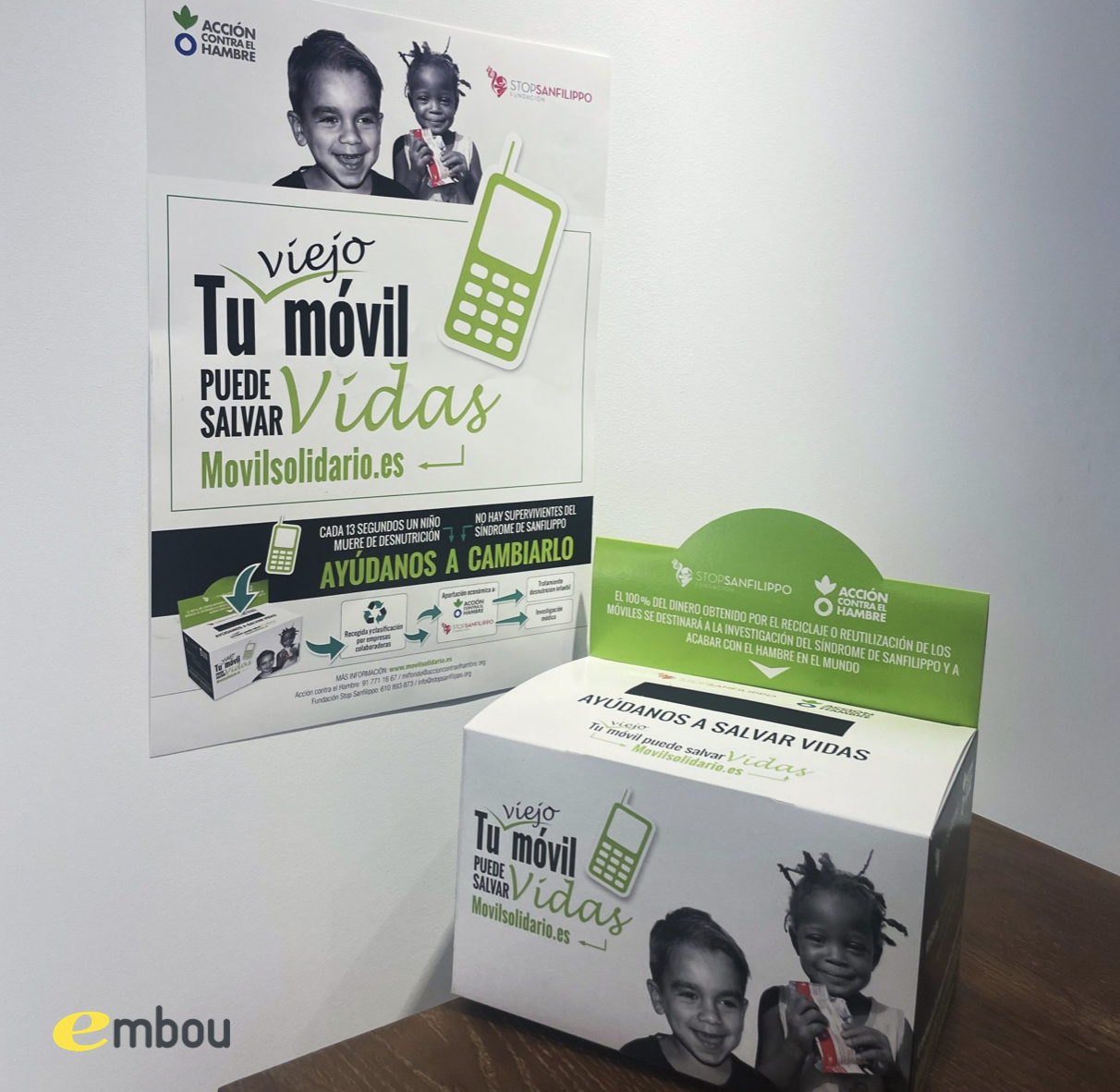 Embou promueve la iniciativa "Móvil Soliario" de la Fundación Stop Sanfilippo y Acción Contra el Hambre
